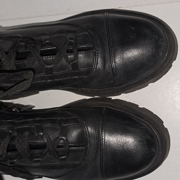 Schutz Kaile Black Leather Combat Boots Women 8 - Picture 5 of 15